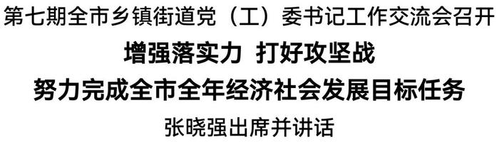 第七期全市乡镇街道党（工）委书记工作交流会召开 张晓强出席并讲话