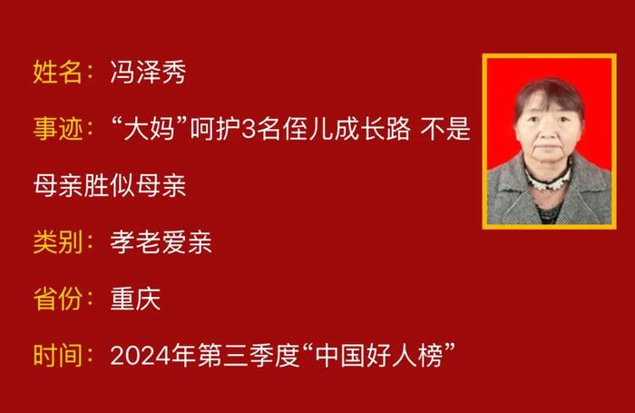 重庆8人（组）→2024年第三季度“中国好人榜”！