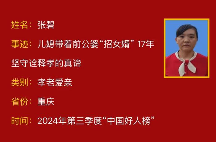 重庆8人（组）→2024年第三季度“中国好人榜”！