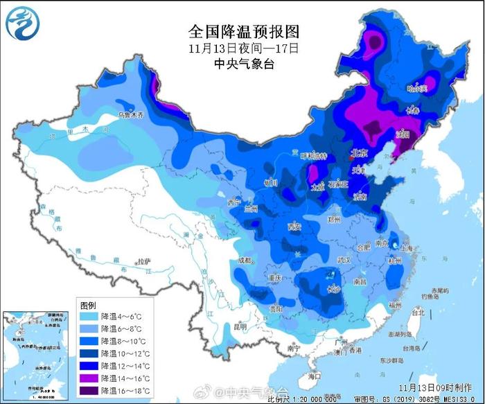 寒潮来了！沈阳今天中到大雨！未来5天累计降温15°C