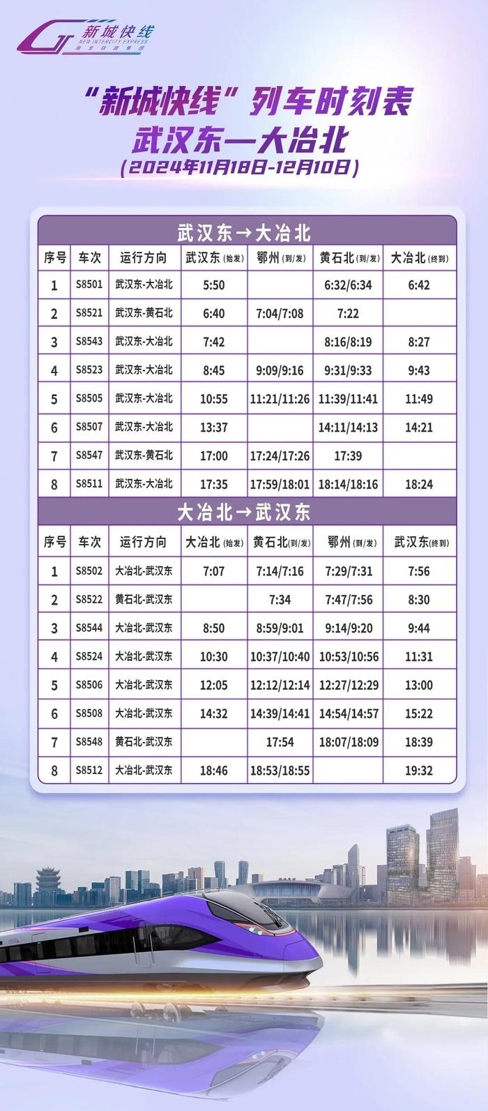 下周一调整！涉及“新城快线”和多趟城际列车