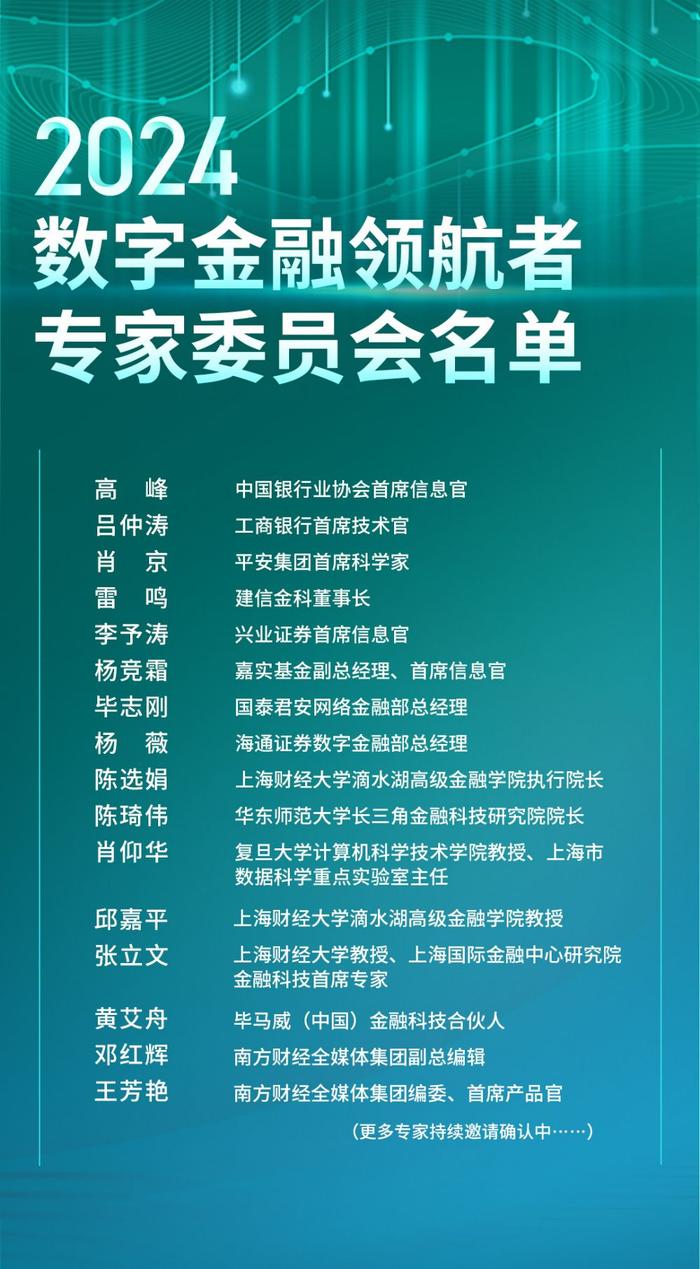 2024南财数字金融领航者论坛报名启动，入围第二轮评审案例名单揭晓，速戳！