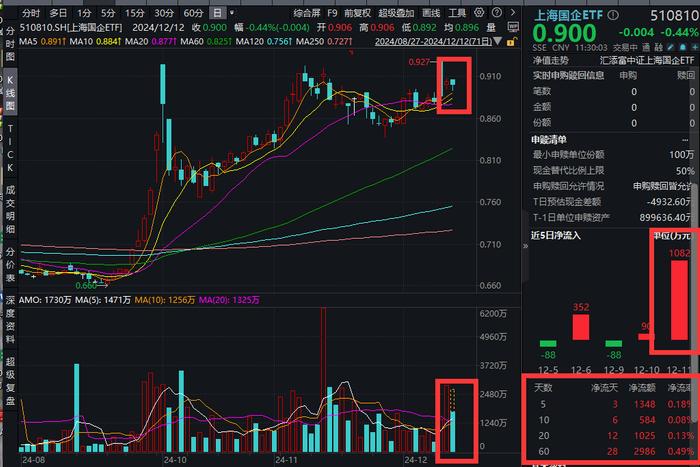 上海国企强势拉升！复旦复华涨停，国泰君安冲高，上海国企ETF(510810)连续2日吸金，最新单日净申购超1000万，融资余额创历史新高