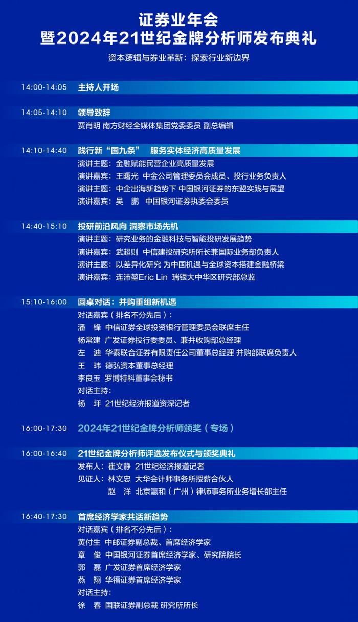 证券业年会暨2024年21世纪金牌分析师颁奖典礼