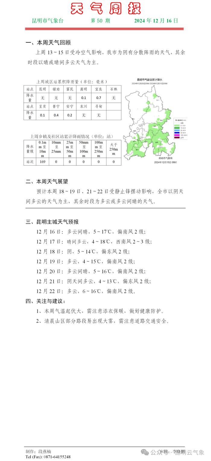 冷空气今晚就到！昆明本周将有两次降温，最低4℃...