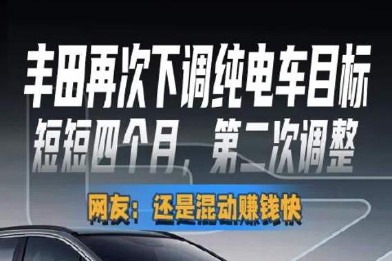 丰田再次下调纯电车目标 短短四个月，第二次调整 网友：还是混动赚钱快