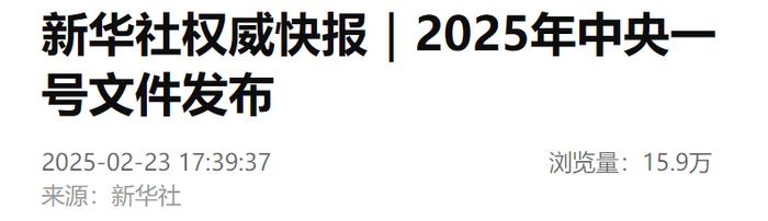2025年中央一号文件发布