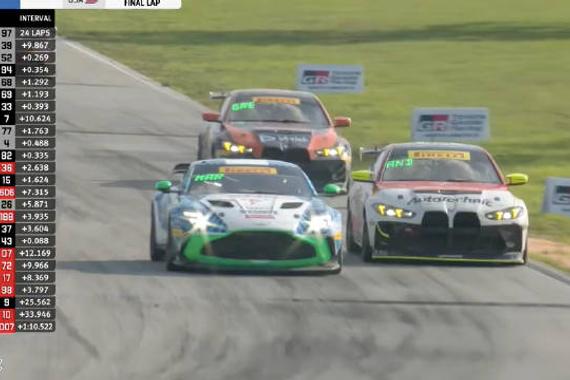 GT4 America赛百灵站最后两圈，BMW M4围剿Vantage GT4