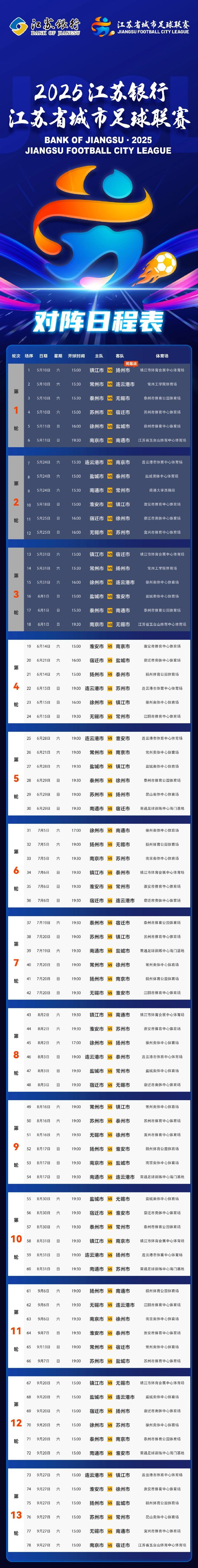 苏超赛程调整，苏州对阵南京提前一周