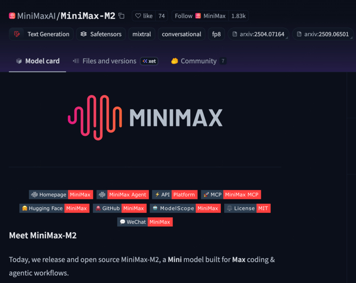 稀宇极智正式发布并开源其新一代文本大模型——MiniMax-M2