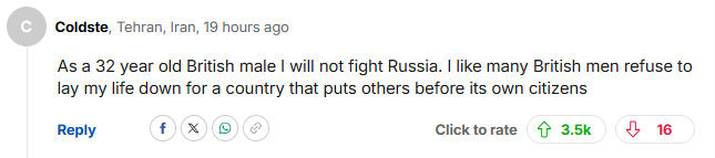 英国国防参谋长呼吁“准备牺牲儿女”，评论区大翻车