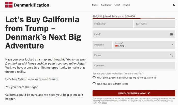 还击美国！近30万人联署：“支持丹麦买下加州”
