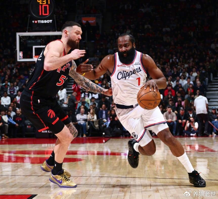 重返故地小卡缺阵！哈登31+10+加时独得8分，快船逆转猛龙5连胜