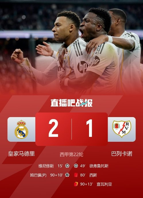 皇马补时点球绝杀巴列卡诺但折损大将