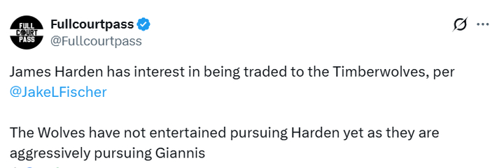 哈登想去森林狼只能排队！对方首选目标字母：提供更长争冠窗口期