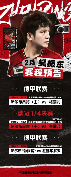 赵子豪2月11日解说樊振东德甲比赛