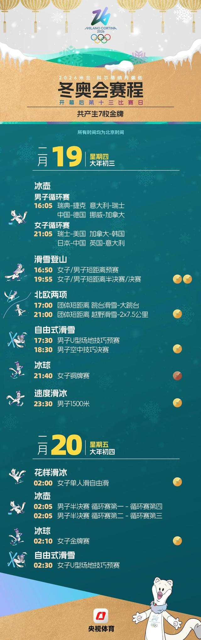 米兰冬奥会赛程全掌握！一键收藏，观赛不迷路