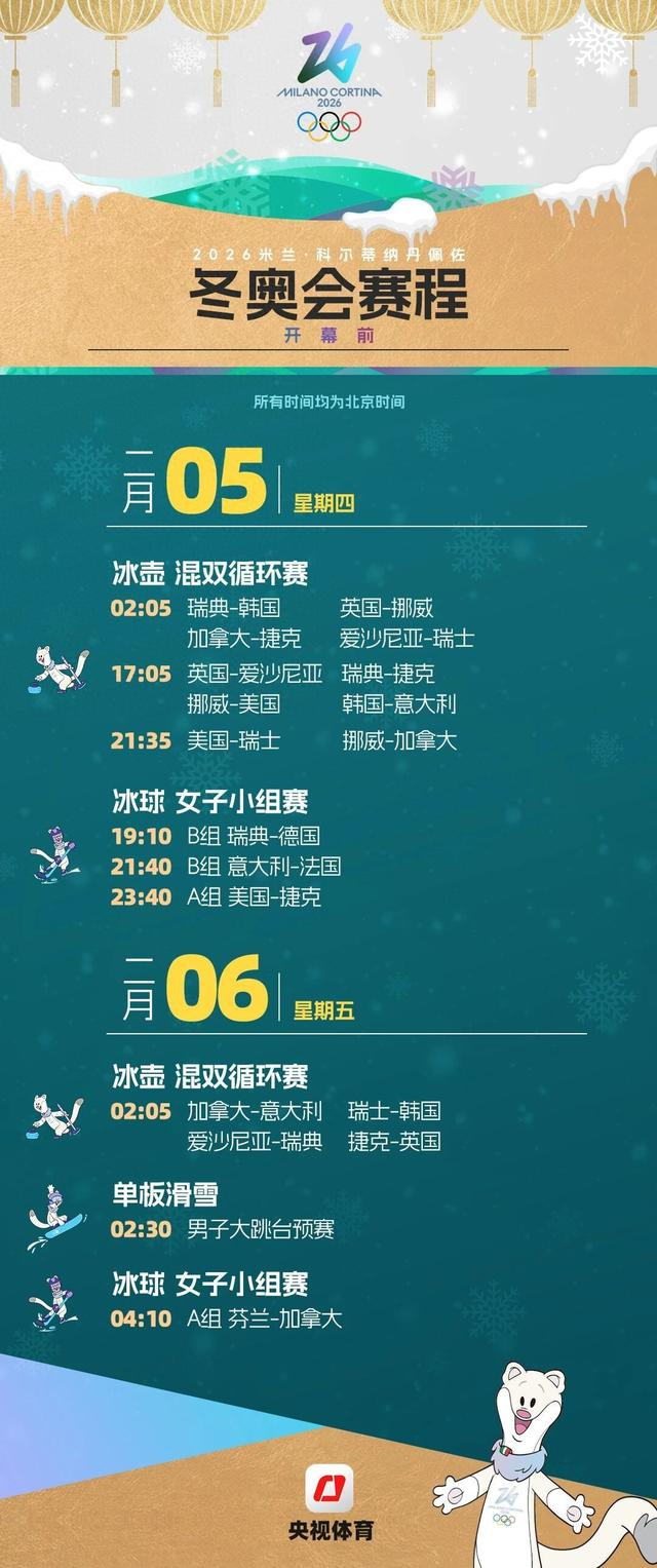 米兰冬奥会赛程全掌握！一键收藏，观赛不迷路