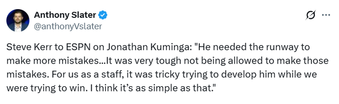 科尔评价库明加勇士生涯：双方适配度太差 边争冠边培养他很棘手