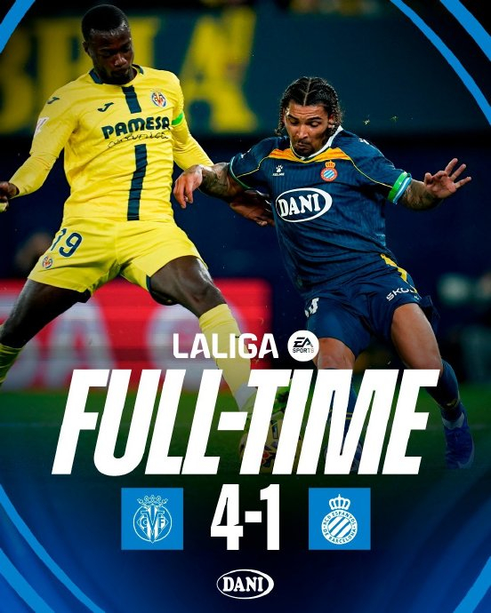 比利亚雷亚尔4-1血洗西班牙人！黄潜七连杀创纪录，西班牙人崩盘引众怒