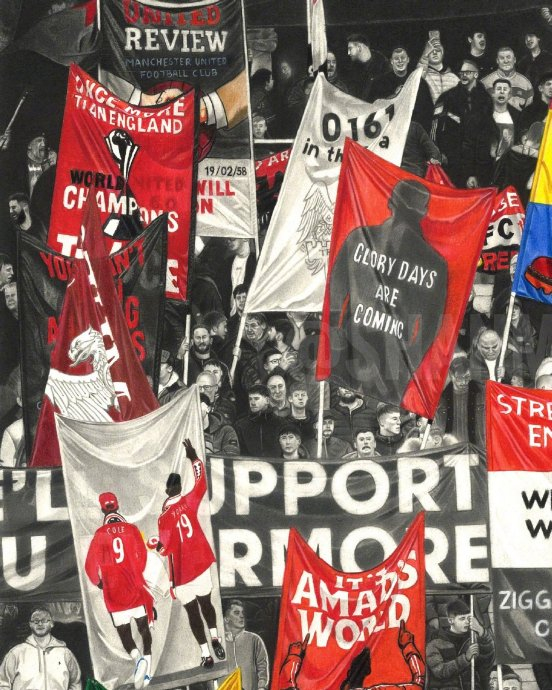 曼联球迷耗时120小时手绘西看台致敬梦剧场