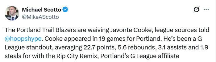 开拓者官宣下放杨瀚森！与扬布拉德签下双向合同 将裁掉库克