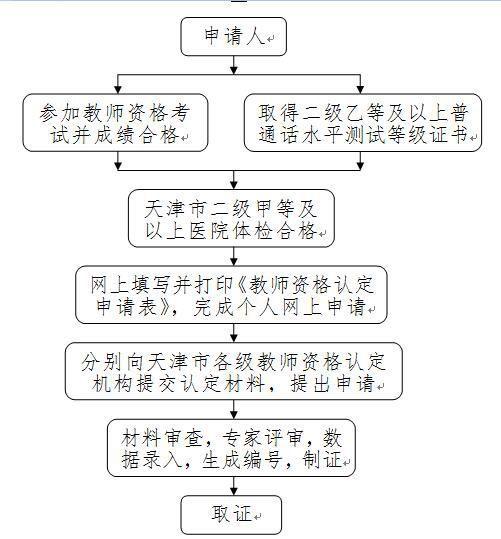 记者获得的一份2017年天津市教师资格认定工作流程示意图,按照这个流程,王颖接下来还要面临很多考验。