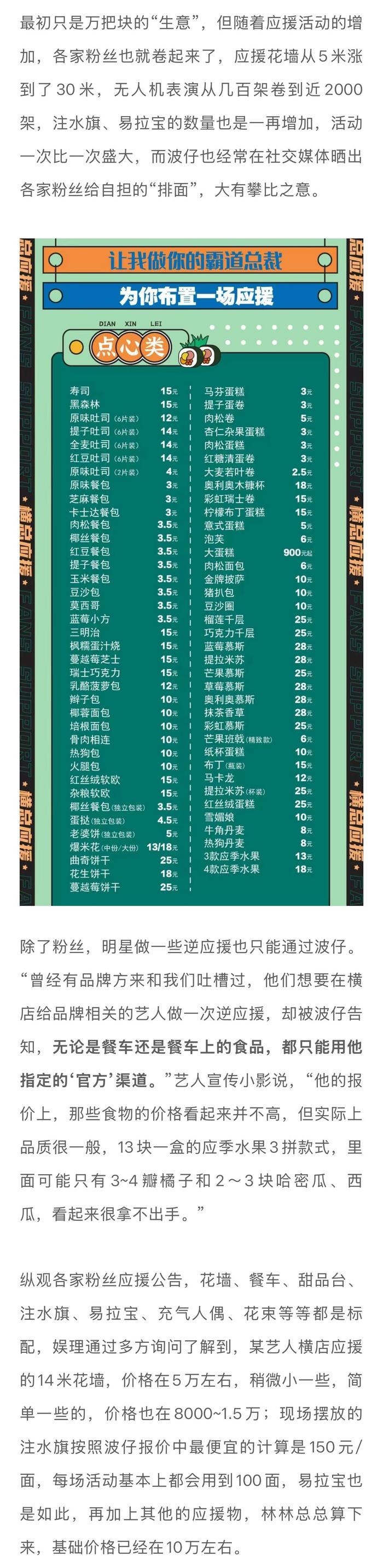 横店应援产业链曝光，14米花墙报价5万
