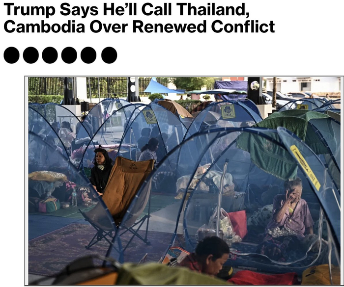 特朗普自夸一通电话可让泰柬停战