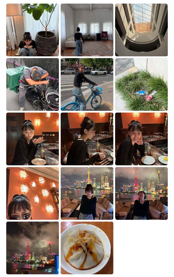 刘慧英发布上海游玩照含快递员休息画面后删除