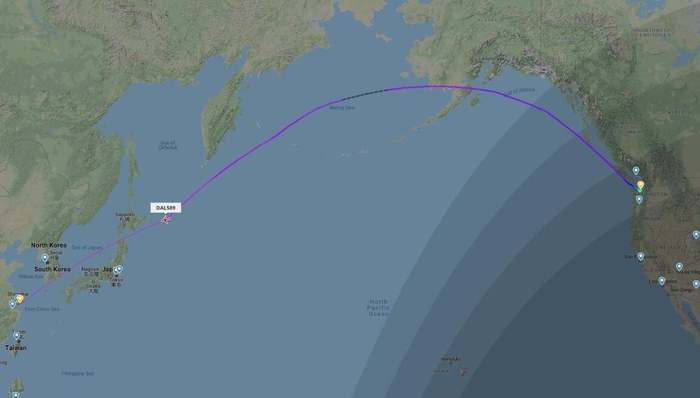 达美航空DL589航班轨迹图