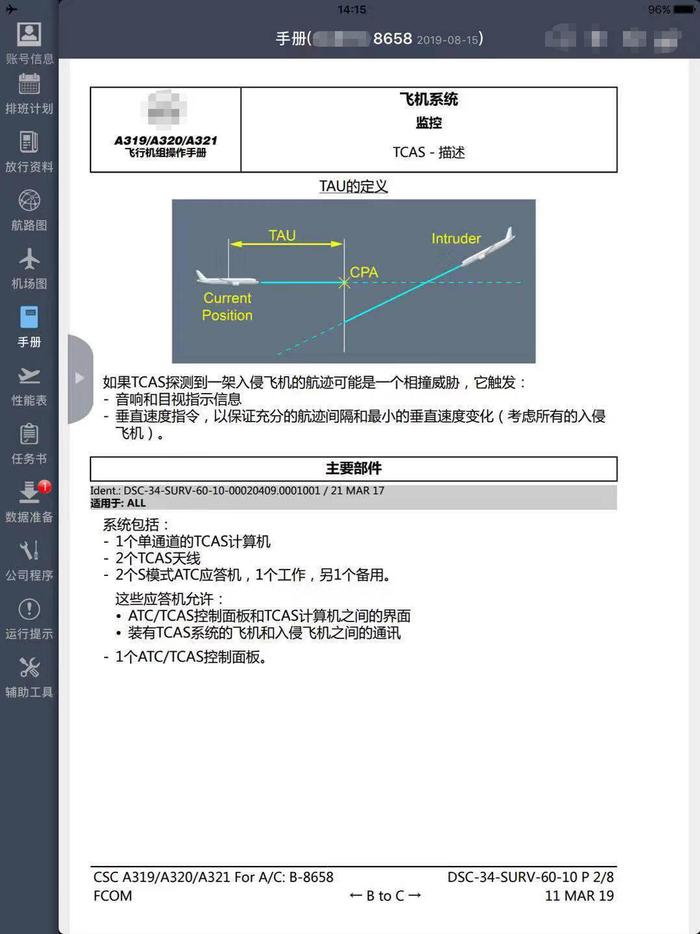 空客A320的空中防撞系统工作原理。受访者供图