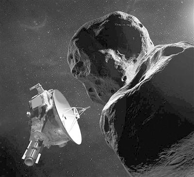NASA“新视野号”飞越2014 MU69小天体(艺术图),该小天体当时名为“天涯海角”,后更名为“天空”。图片来源:NASA官网