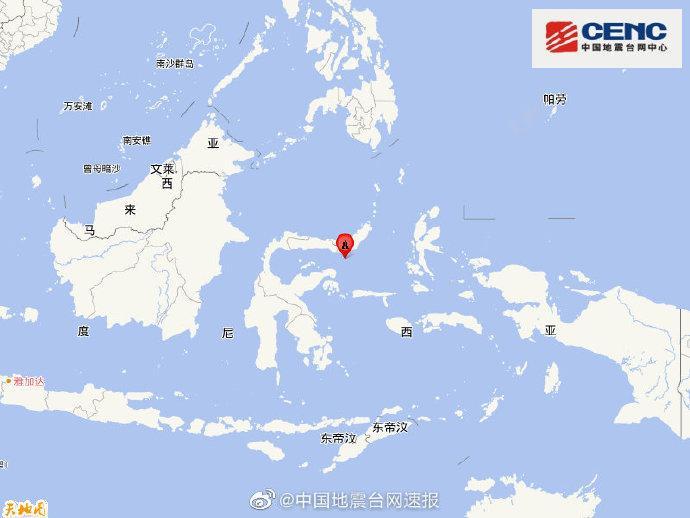 印尼米纳哈沙半岛附近发生6.2级左右地震
