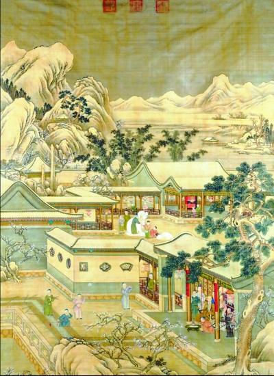 《乾隆帝岁朝行乐图》轴 (清)丁观鹏 郎世宁等绘