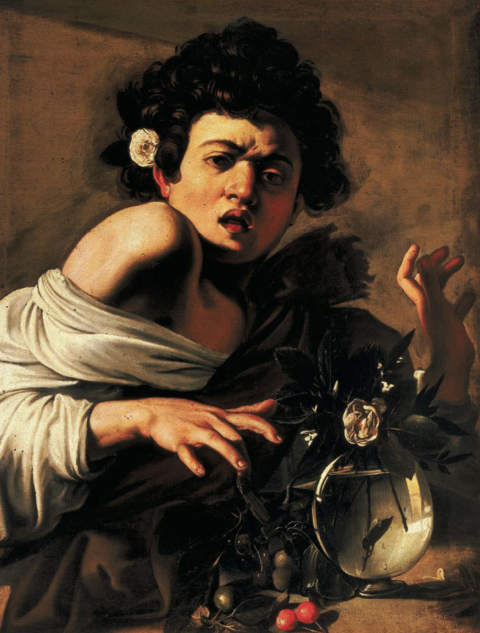 卡拉瓦乔《被蜥蜴咬伤的男孩》,1595