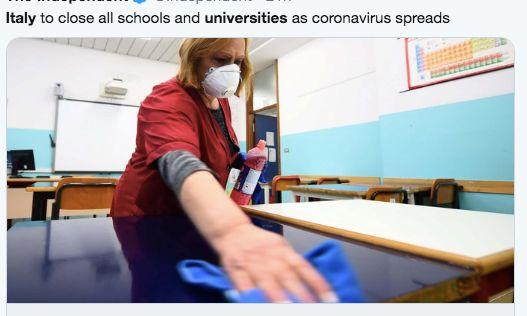 意大利学校正在进行清洁消毒。/独立报推特