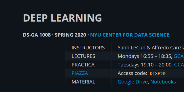 资料 yann lecun 纽约大学 深度学习 pytorch 课程 2020 ppt