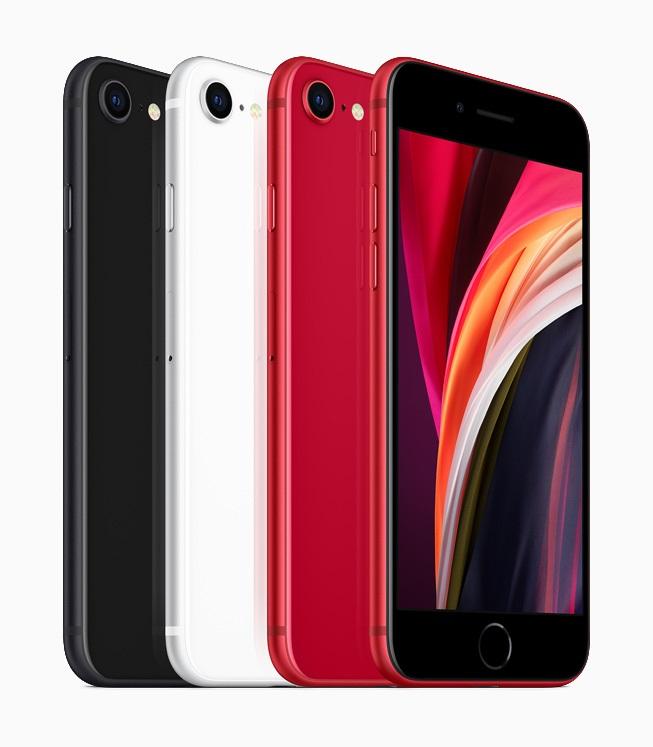 黑、白、红三种颜色的iPhone SE(图片来自苹果官网)