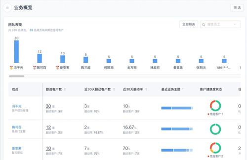 团队表现概览界面