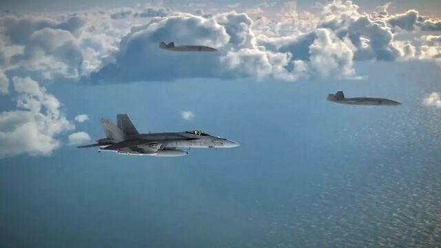 ▲袋鼠也有F/A-18F战机,可与忠诚僚机链接编队