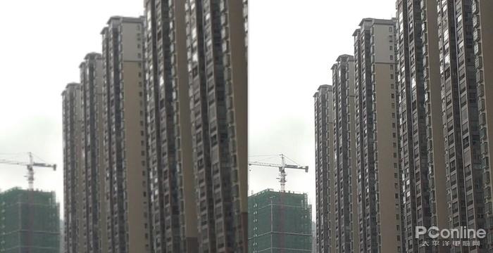 压缩为原图1/4后进行传统放大(左)vs原图