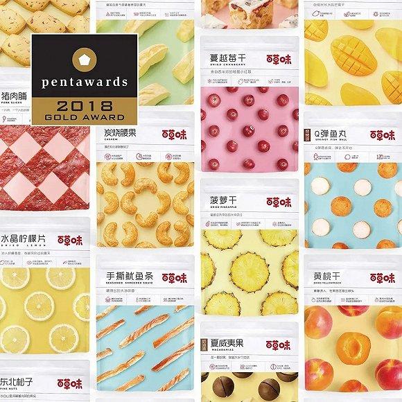 百草味“食物几何”包装获2018年Pentawards金奖