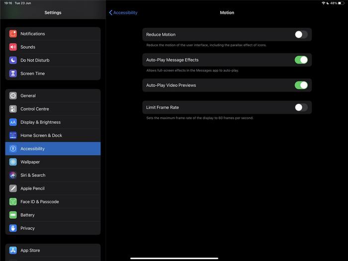▲ 图为 120Hz 的 iPad Pro 中相关刷新率选项 图源推特网友 @Ben Geskin