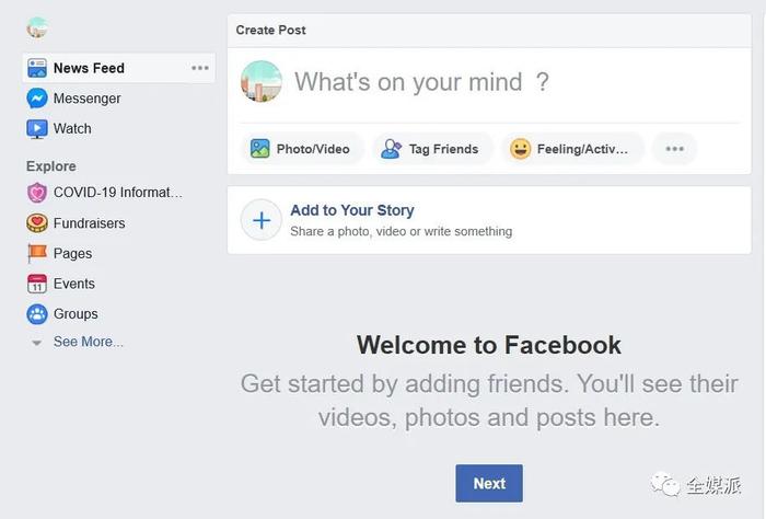 Facebook添加好友的界面,图片来源:Facebook。