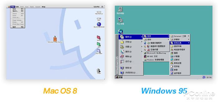 无论是macOS 8还是Win95,拿现在的眼光来看,都太简陋了!