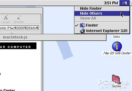 这里的“Hide”就是现在常用的“最小化”