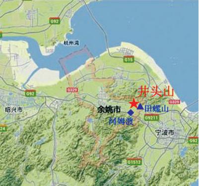 井头山遗址的地理位置图。