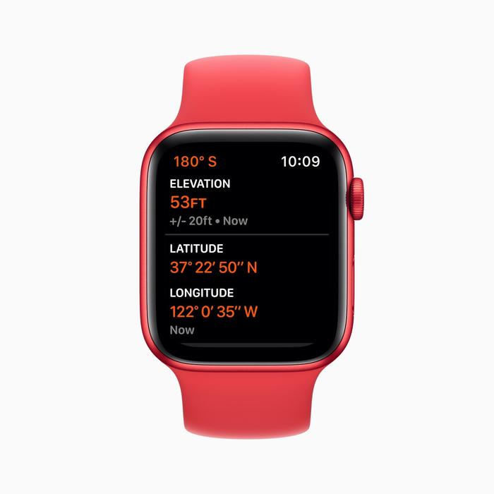 ▲ Apple Watch Series 6 上的全天候高度计可全天提供实时海拔测量。