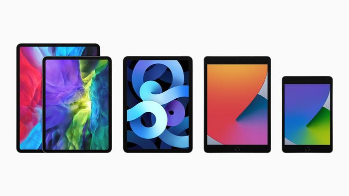 ▲ 新款 iPad 联手强大的 iPad Pro、新款 iPad Air 以及 iPad mini,共同组成了先进的 iPad 产品阵容。